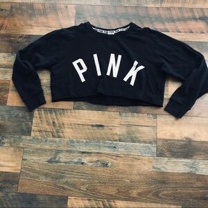 Pink Victoria’s Secret long crop sweatshirt sz md
